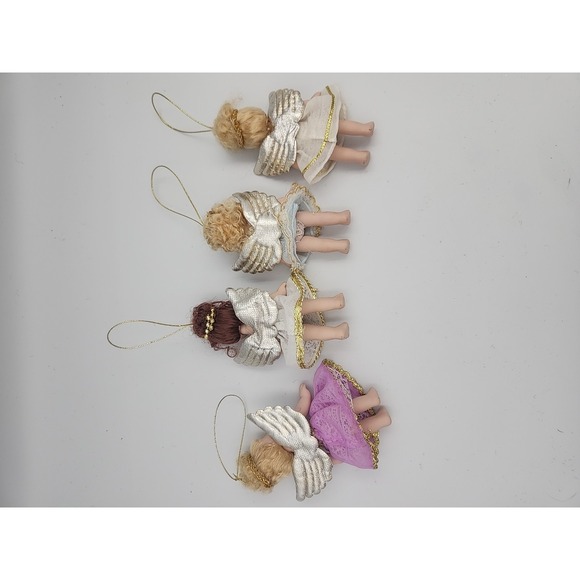 Vintage‎ Porcelain Doll Figure Angel Set Ornaments, 4 Ornaments - Picture 7 of 11